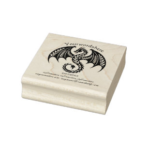 Create Your Own  Leafy Nature Dragon Emblem Logo Rubber Stamp