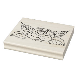Create Your Own Leafy Rose Blossom Floral Rubber Stamp