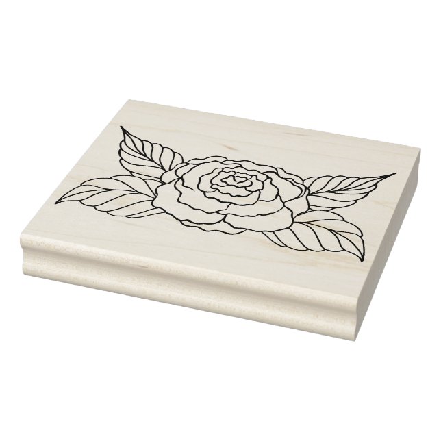 Create Your Own Leafy Rose Blossom Floral Rubber Stamp (Stamp)