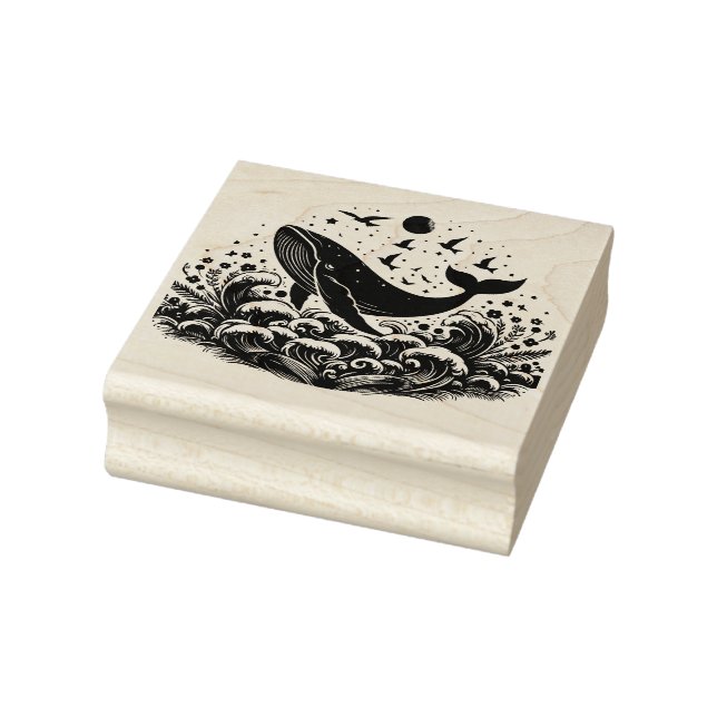 Create Your Own Leaping Humpback Whale Waves Rubber Stamp (Stamp)