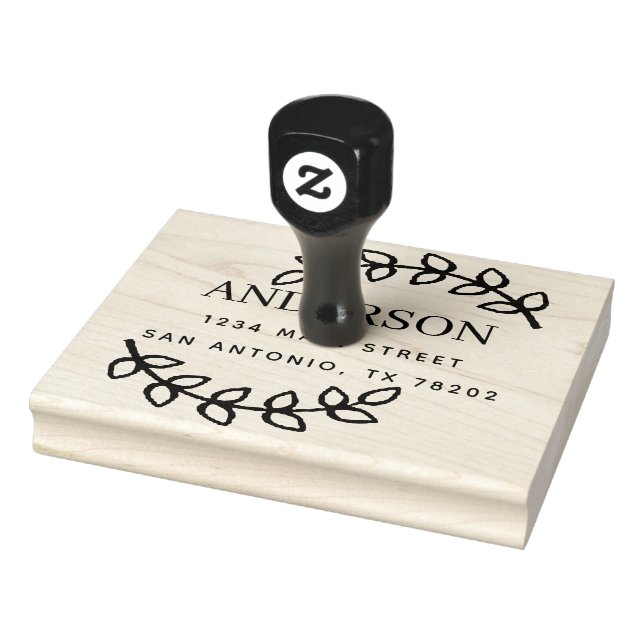 Create Your Own | Leaves Return Address Rubber Stamp (Stamp)