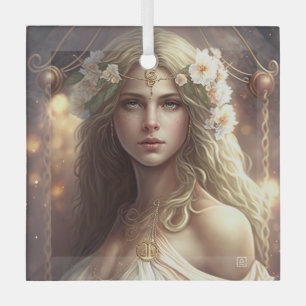 Create Your Own Libra Sun Sign Zodiac Goddess Glass Ornament