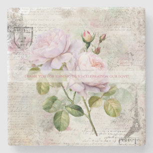 Create Your Own Lilac Roses Handfasting Thanks Stone Coaster