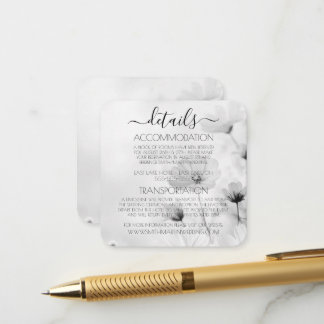 Create Your Own Little B&W Flowers Wedding Enclosure Card