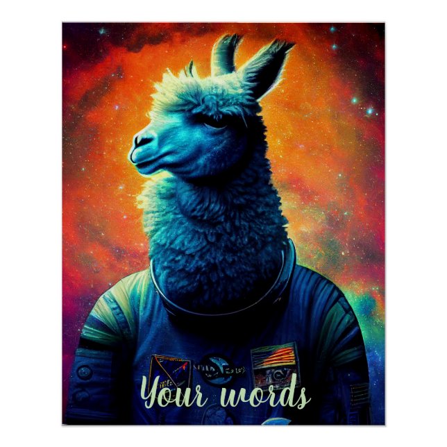 Create Your Own Llama in Space Astronaut Poster (Front)
