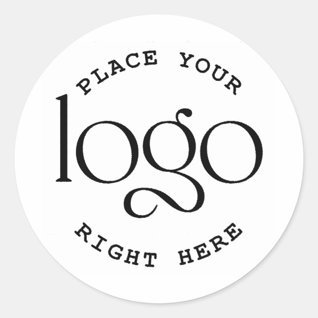 Create Your Own Logo Custom Business Modern White Classic Round Sticker (Front)