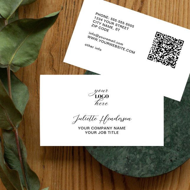 Create Your Own Logo Info QR Code Modern Elegant Business Card (Creator Uploaded)