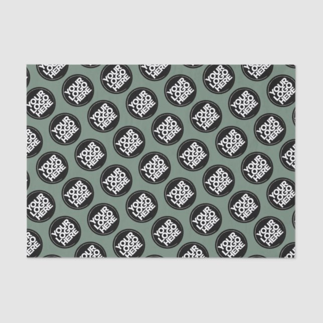 Create your own logo sage green business pattern tissue paper (Front)