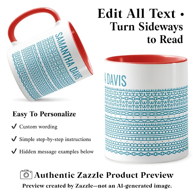 Create Your Own Long Hidden Message & Name Aqua Mug (Creator Uploaded)