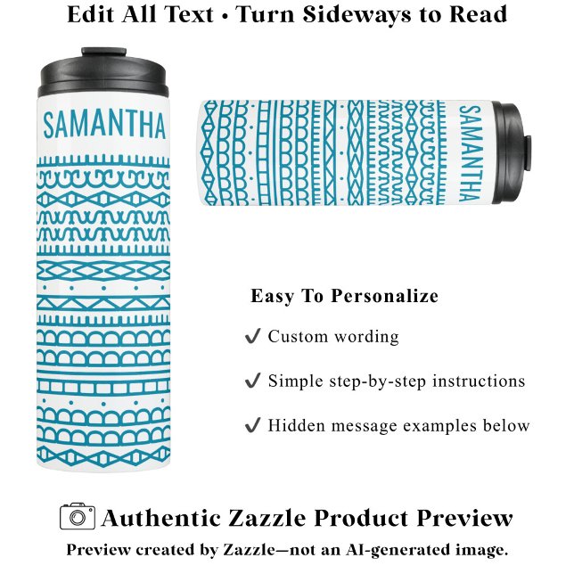 Create Your Own Long Hidden Message & Name Aqua Thermal Tumbler (Creator Uploaded)