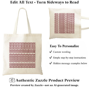 Create Your Own Long Hidden Message & Name Brgndy Tote Bag