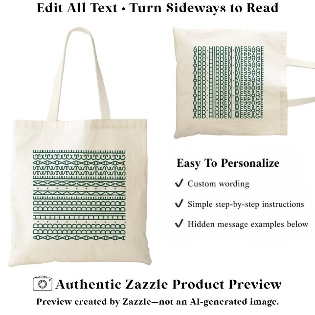 Create Your Own Long Hidden Message & Name D Green Tote Bag (Creator Uploaded)