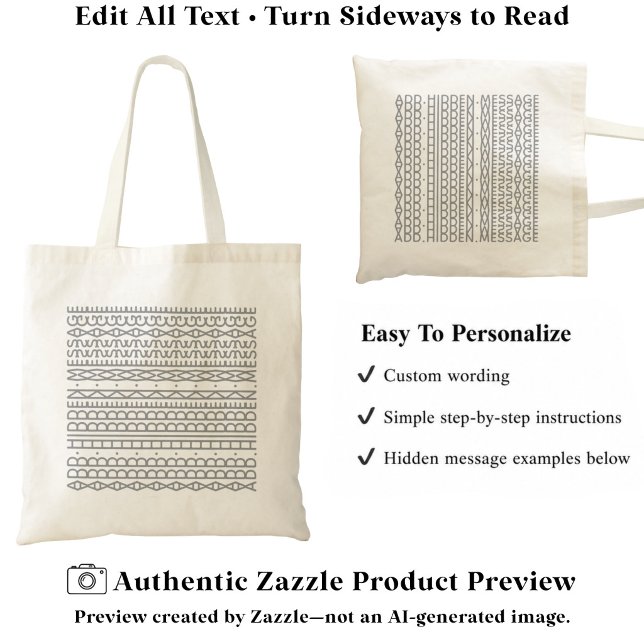 Create Your Own Long Hidden Message & Name Grey Tote Bag (Creator Uploaded)