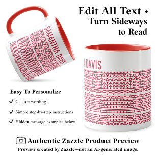 Create Your Own Long Hidden Message & Name Red Mug