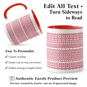 Create Your Own Long Hidden Message, Text, Red Mug
