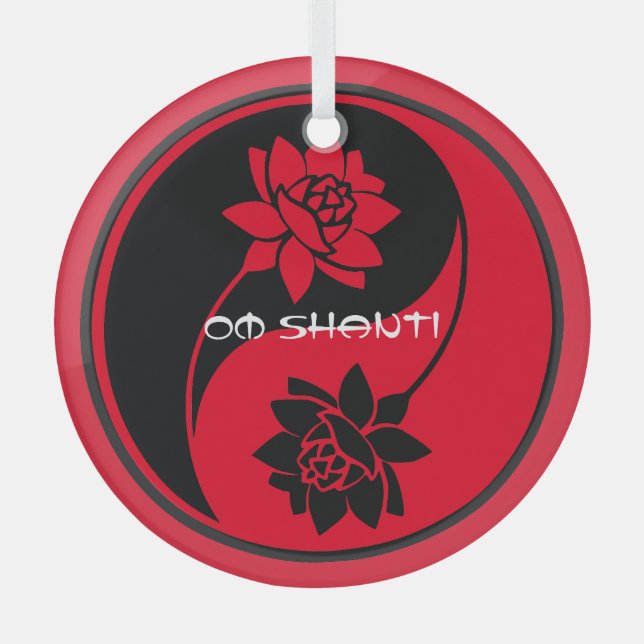 Create Your Own Lotus Yin Yang Symbol Glass Ornament (Front)
