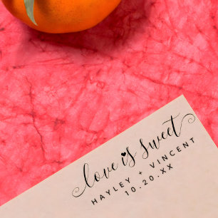 Create Your Own Love Is Sweet Script Names Wedding Self-inking Stamp