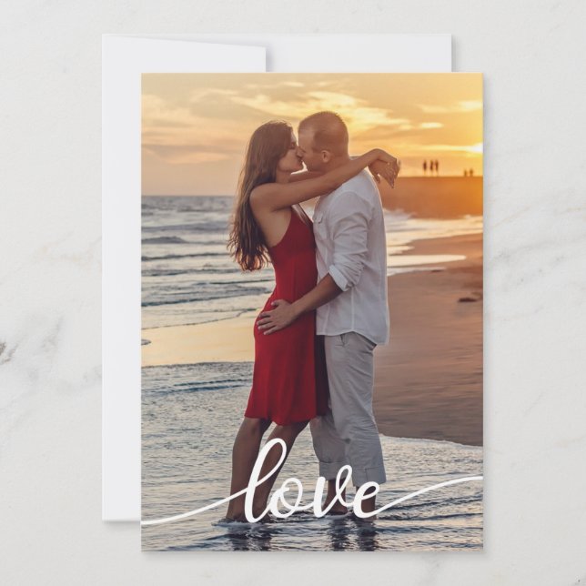 Create Your Own Love Script Romantic Couple Photo Card (Front)