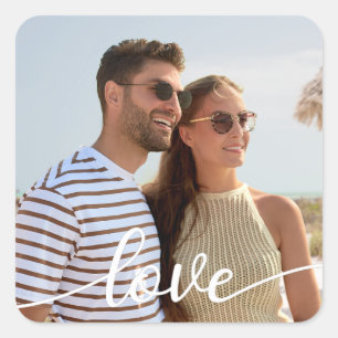 Create Your Own Love Script Romantic Couple Photo Square Sticker
