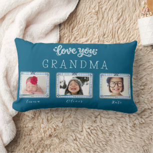 Create Your Own Love You Grandma 3 Photo Cute  Lumbar Pillow