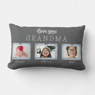 Create Your Own Love You Grandma 3 Photo Cute  Lumbar Pillow