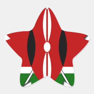 Create Your Own Lovely Colourful Kenya Hearts Star Sticker