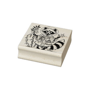 Create Your Own Lunar Raccoon Shaman Rubber Stamp