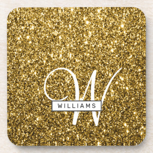 Create Your Own Luxe Gold Glitter Sparkle Party Coaster