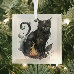 Create Your Own Magic Black Cat Glass Ornament