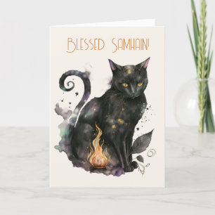 Create Your Own Magic Black Cat Holiday Card