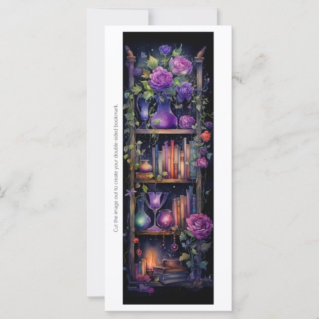 Create Your Own Magic Books & Roses Bookmark Card (Front)