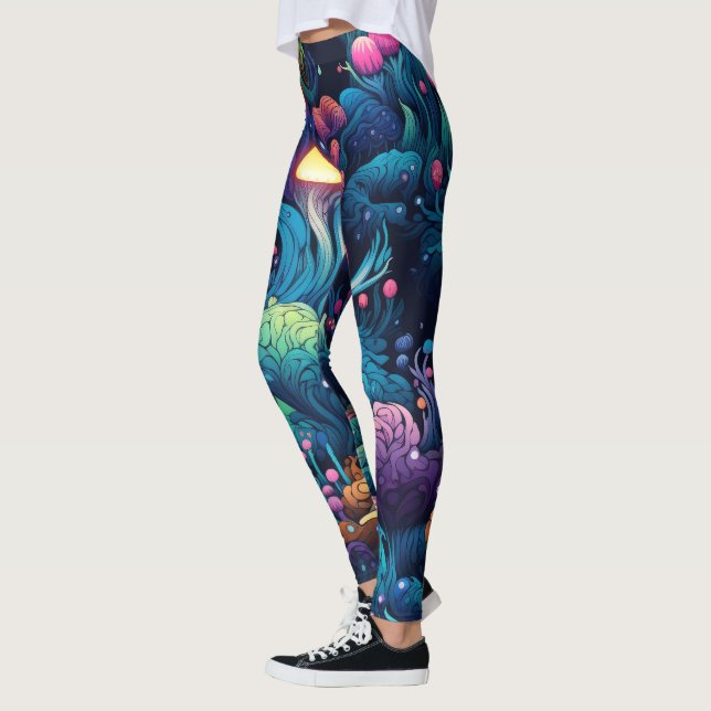 Create Your Own Magic Forest Glowing Mushrooms Leggings (Left)