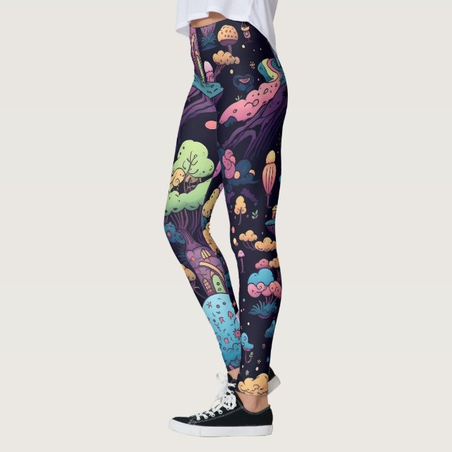 Create Your Own Magic Forest Tree Houses Leggings (Left)