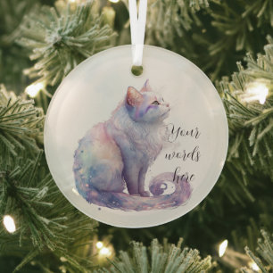 Create Your Own Magic White Cat Glass Ornament