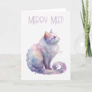 Create Your Own Magic White Cat Holiday Card