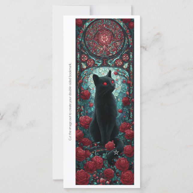 Create Your Own Magical Black Cat Bookmark Card (Front)