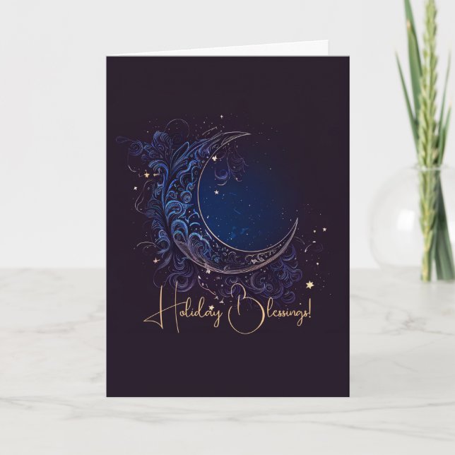 Create Your Own Magical Blue Moon Holiday Card (Front)