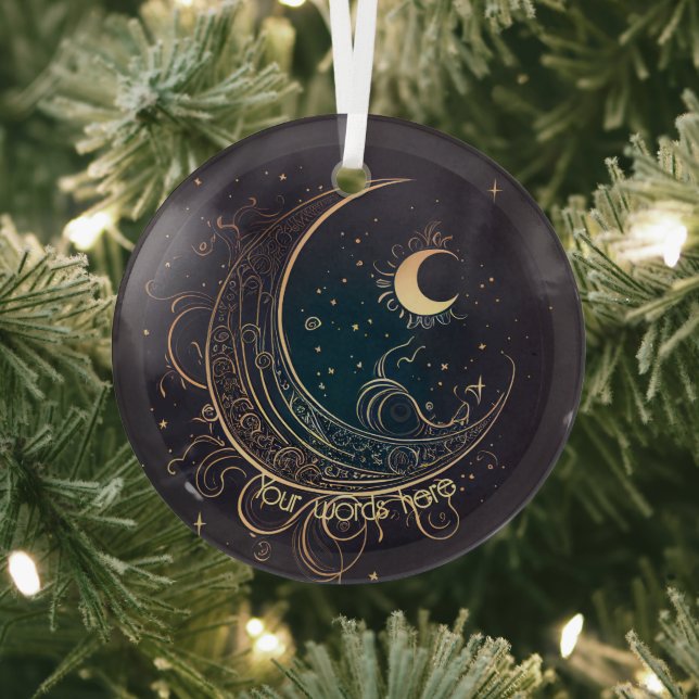 Create Your Own Magical Gold Filigree Moon Glass Ornament (Insitu)