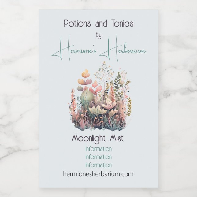 Create Your Own Magical Herbs & Wildflowers Wine Label (Single Label)