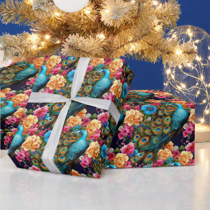 Create Your Own Magical Peacock Floral Wrapping Paper
