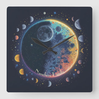 Create Your Own Magical Rainbow Moons Square Wall Clock