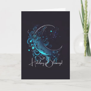 Create Your Own Magical Silver & Blue Moon Holiday Card