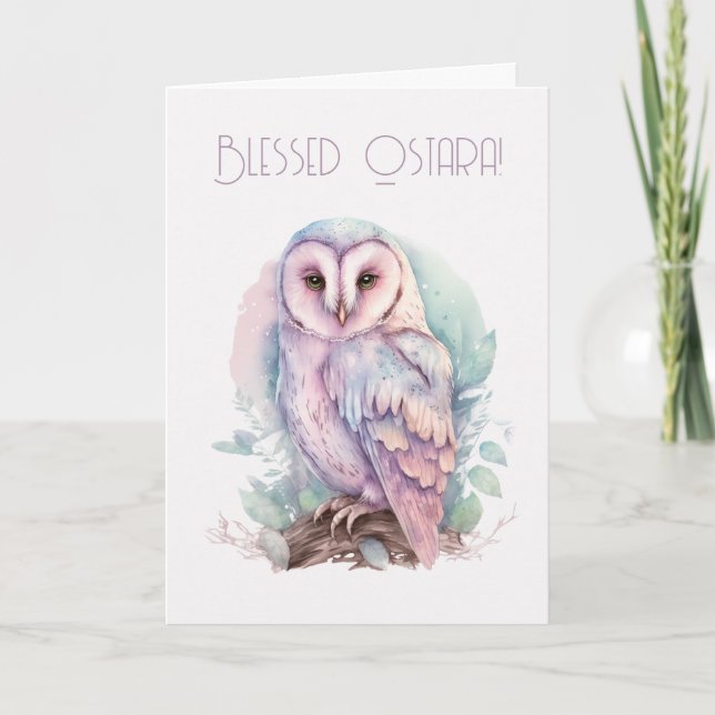 Create Your Own Magical Spring Owl Holiday Card (Front)