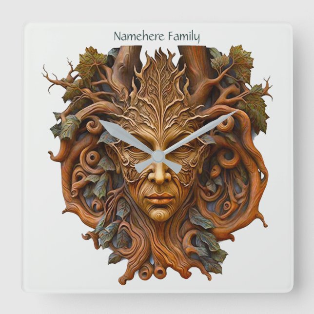 Create Your Own Maple Dryad Square Wall Clock (Front)