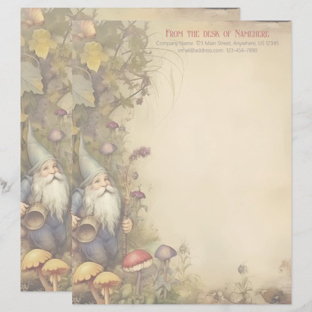 Create Your Own Medieval Dwarf Garden Stationery (Front/Back)