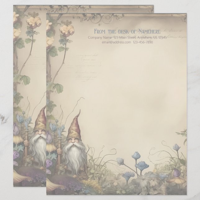 Create Your Own Medieval Dwarf Garden Stationery (Front/Back)