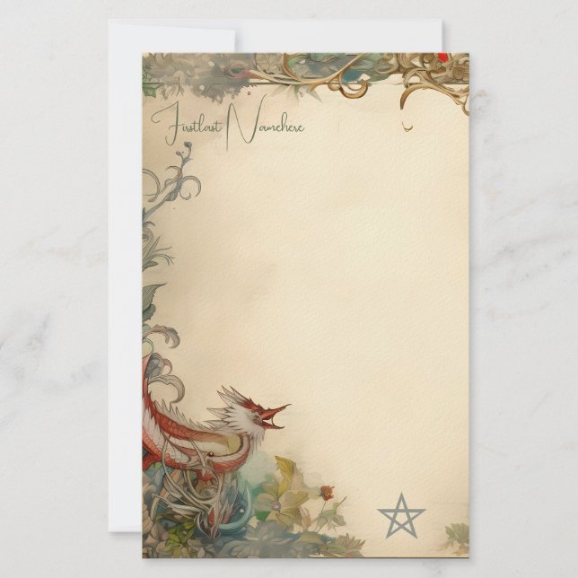 Create Your Own Medieval Fantasy Bird Stationery (Front)
