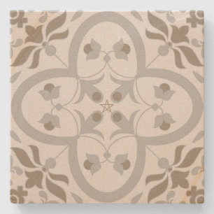 Create Your Own Mediterranean Silver Bronze Floral Stone Coaster