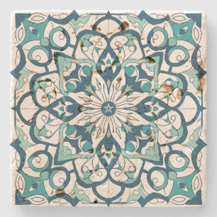 Create Your Own Mediterranean Spring Green Floral Stone Coaster