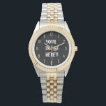 Create Your Own Men's Two-Tone Bracelet Watch<br><div class="desc">Design your own Men's Two-Tone Bracelet Watch with Zazzle's amazing personalization tool. Add your own text, photo, image, logo or design. Other Hour Numbers to choose from... Available in black or white This is Template Number 3. You can remove the black background colour as it is just to make the...</div>
